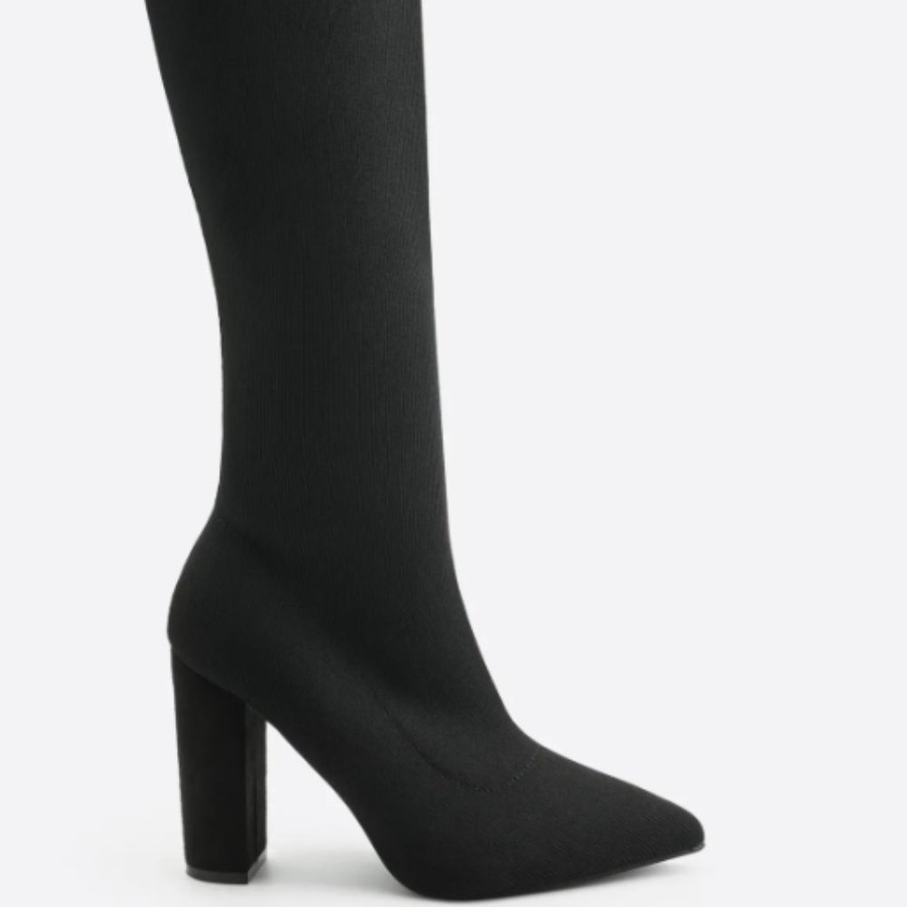 MOUSSE FIT Women Pointed Toe Sock Boots - Black